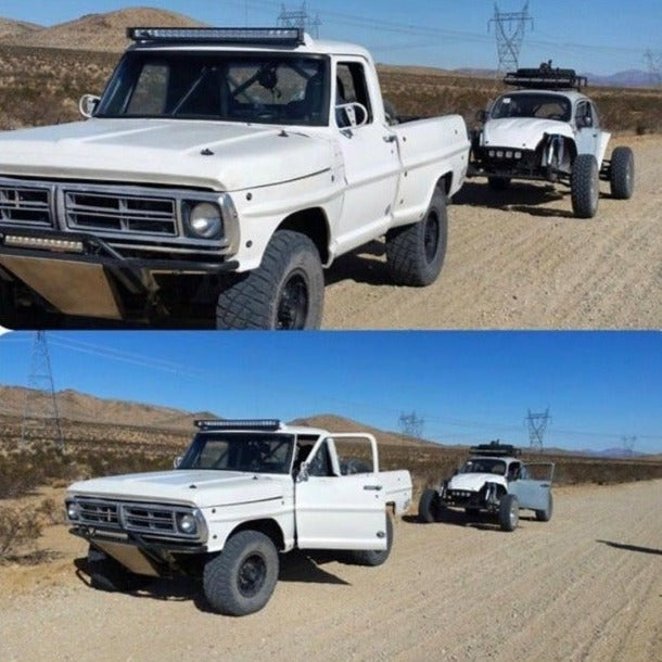 Ford F-100 with baja bug pre-running the desert,Offroad &amp; Prerunner Fiberglass Fender Flares, Advanced Fiberglass Concepts, Glassworks Unlimited